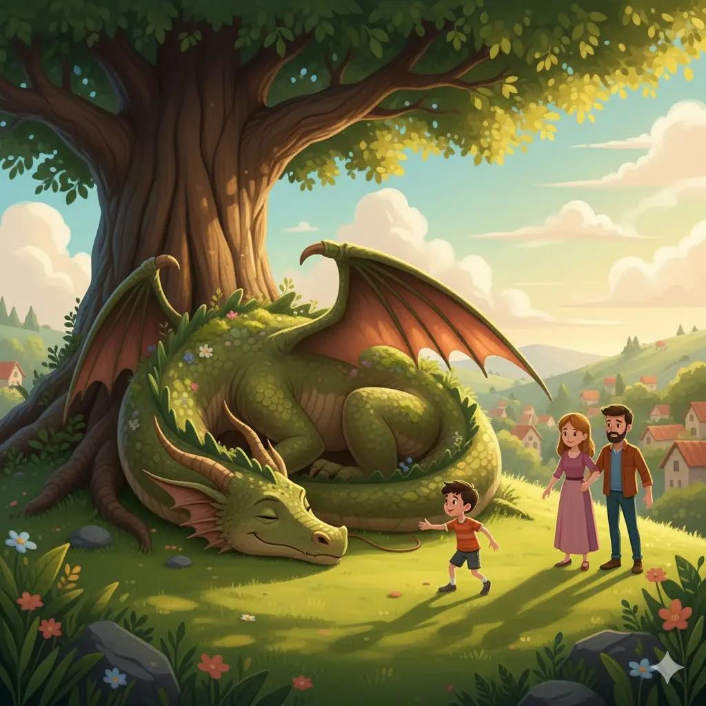 Cover illustration for the personalized storybook The Sleeping Dragon