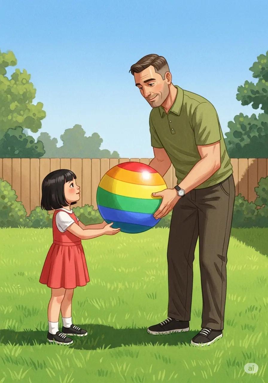 Cover illustration for the personalized storybook The Happy Rainbow Ball