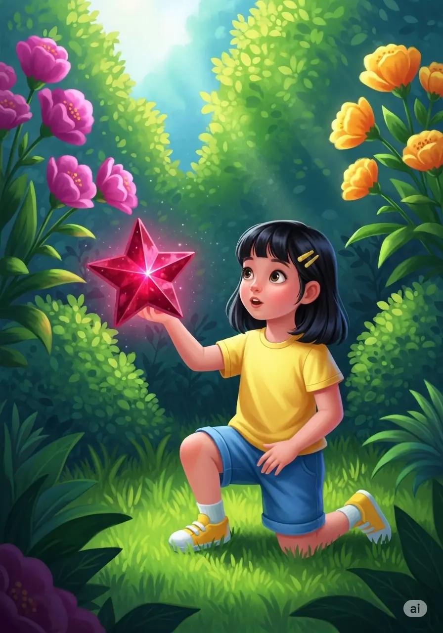 Cover illustration for the personalized storybook The Big Red Star
