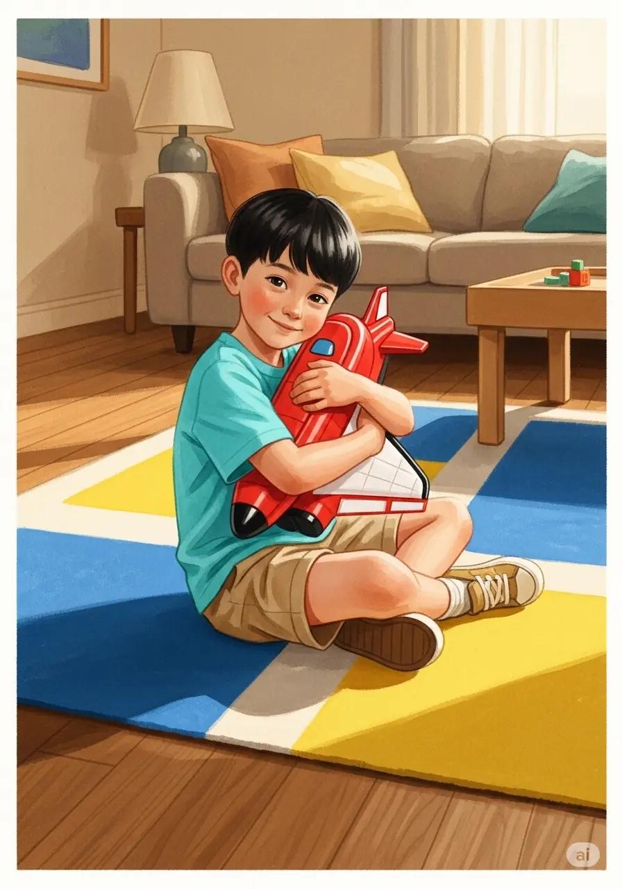 Cover illustration for the personalized storybook The Bright Red Shuttle Story