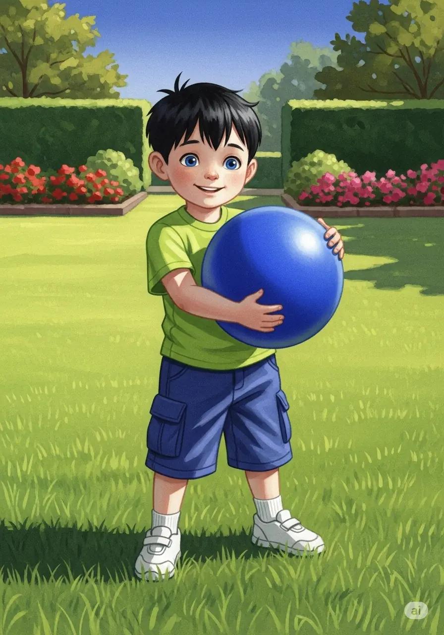 Cover illustration for the personalized storybook Big Blue Ball