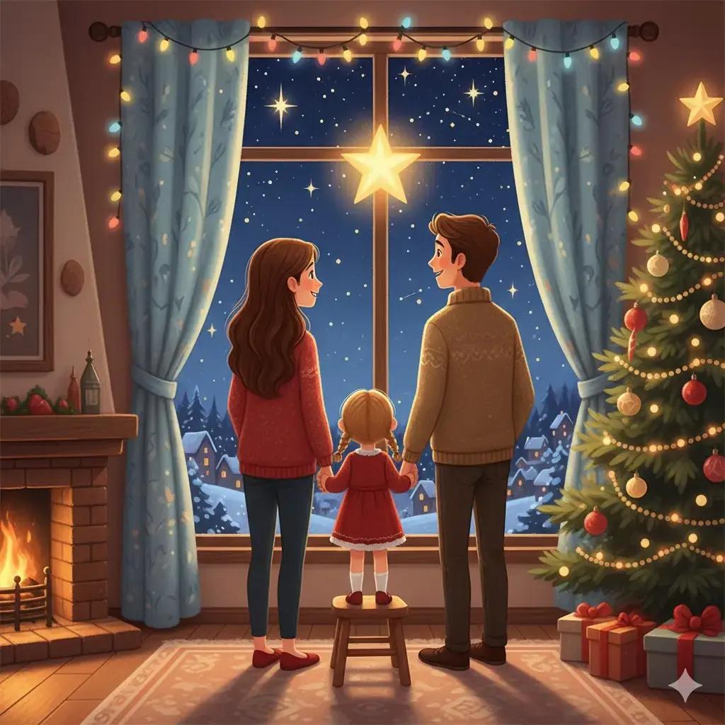 Cover illustration for the personalized storybook The Christmas Star Adventure