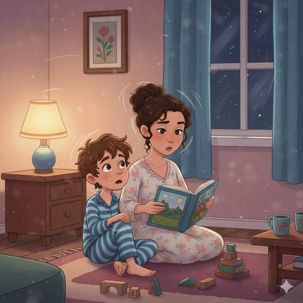 Cover illustration for the personalized storybook The Volcano Monster and the Brave Little Boy