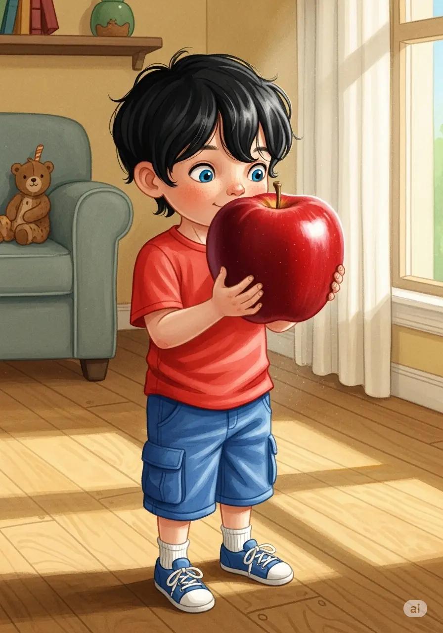 Cover illustration for the personalized storybook Big Red Apple